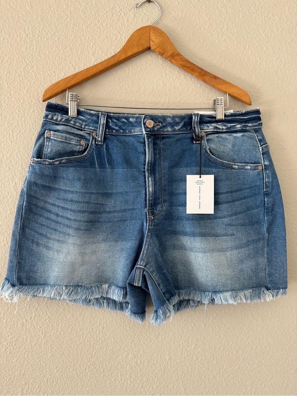 Zenana Women's Blue Denim Frayed Hem Shorts